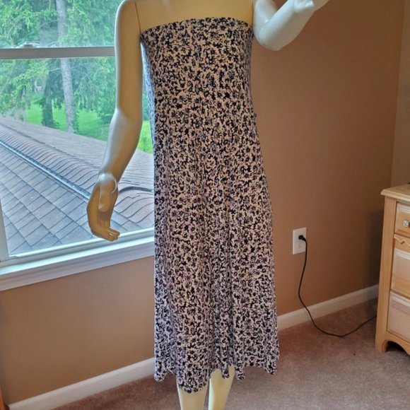 Loveappella Navy Blue and White Maxi Skirt - Picture 1 of 9